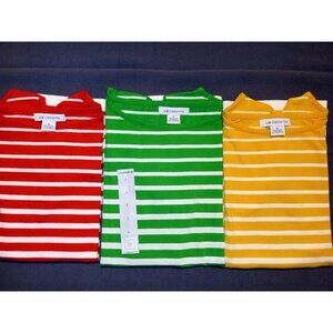 Liz Claiborne Large Striped T-Shirts, Green/White, Red/White, Yellow/White